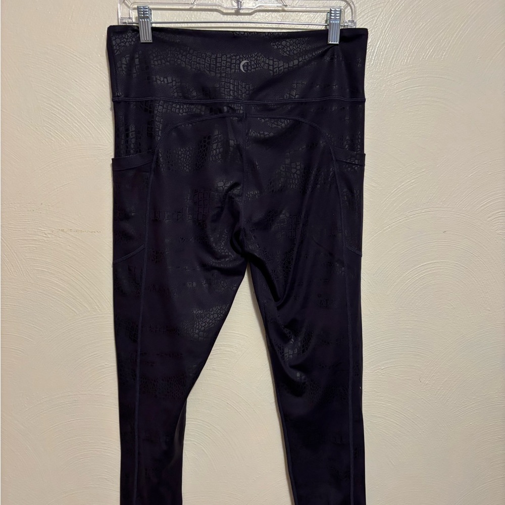 ZYIA Active Black Snakeskin Reptile Print High Rise Pocket Capri Leggings 14-16 - Picture 8 of 9